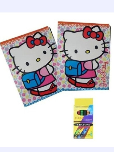 Hello Kitty Articulos De Fiesta Libros 45 Pzas + Crayolas.