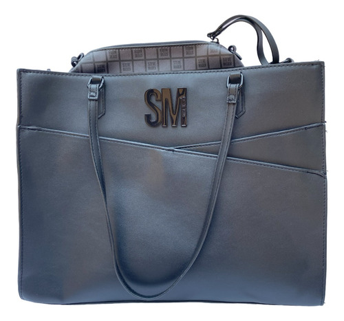 Bolsa Tote Steve Madden Negra Y Gris Para Mujer