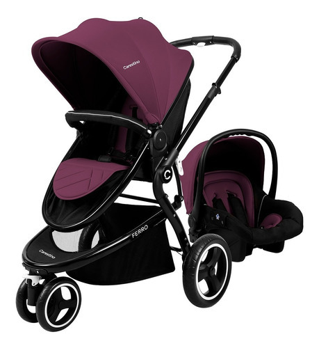 Coche Ferro 3 En 1 Carestino Jogger Mora + Accesorios