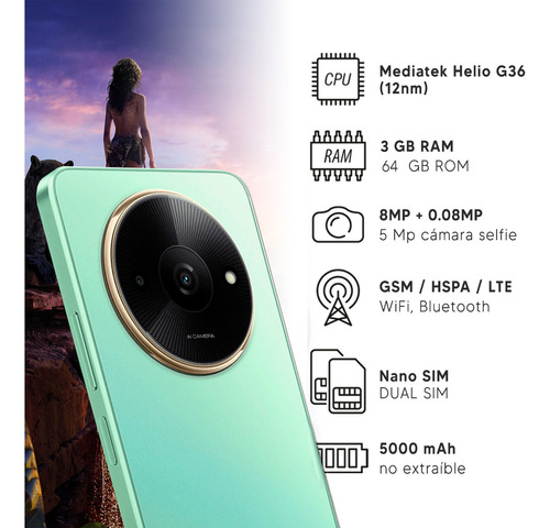 Celular Xiaomi Redmi A3x 3gb Ram 64gb Dual Sim Aurora Green