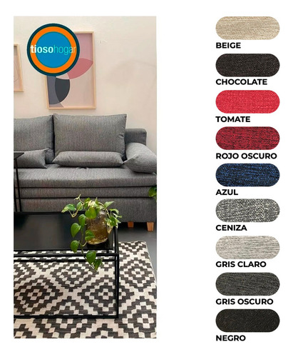 Imagen 3 de 10 de Sofa Cama 2 Plazas 2 Cuerpos Living Escandinavo Convertible
