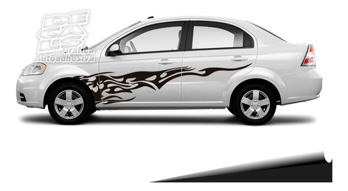 Calco Chevrolet Aveo Tattoo Flame Juego