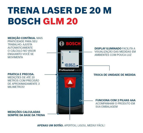 Imagem 10 de 12 de Trena Laser Alcance 20 Metros Bosch Glm 20