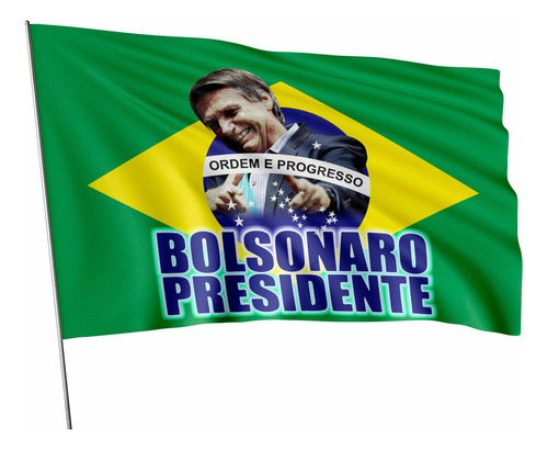 Bandeira Brasil Bolsonaro 1x1,45m +3 Adesivos Brinde