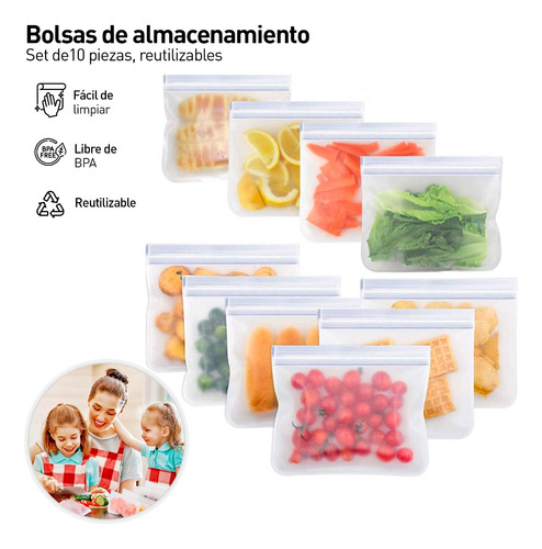 Bolsas Almacenamiento Reutilizables Para Alimentos 100 Pzs