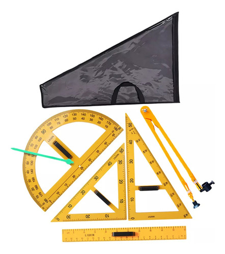 Juego De Reglas Geométricas Matemáticas Con Bolsa, 5 Piezas