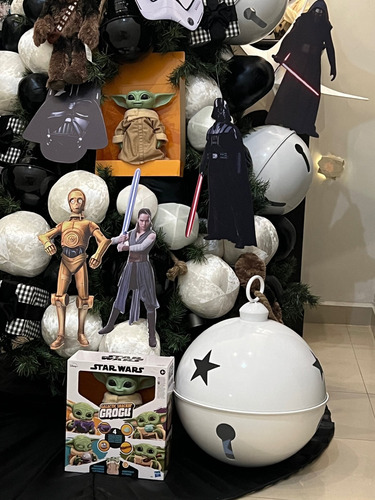 Adorno Para Árbol De Navidad Star Wars 002 Decoracion Pino Navideño Blanco Con Negro De 30cm X 30cm Por Pack De 30 U