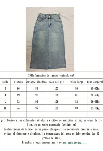 Moda Casuafalda Mezclilla Falda Dama Faldas Largas Elegantes