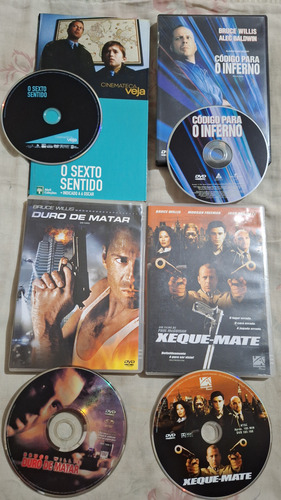 Livro + Dvd Bruce Willis O Sexto Sentido ( M. Night Shyamalan) + Duro De Matar + Xeque-mate ( Morgan Freeman) + Código Para O Inferno ( Alec Baldwin)