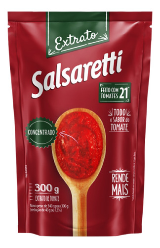 Extrato de Tomate Concentrado Salsaretti sem glúten em sachê 300 g