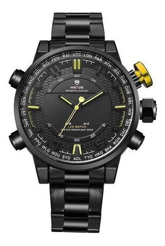 Relógio Masculino Weide Anadigi Wh-6402 Amarelo