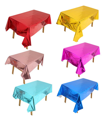 5 Mantel Metalico Desechable Rectangular Plástico Fiesta