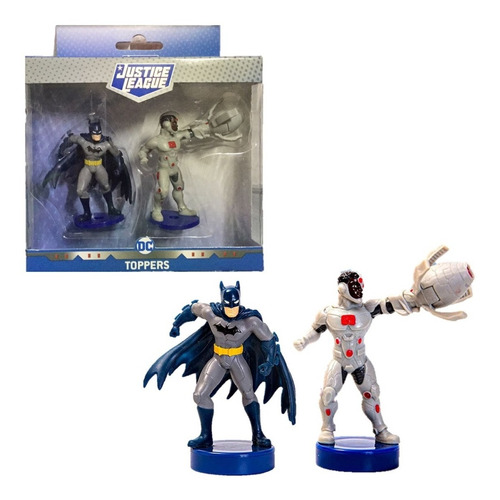 Pack 2 Figurillas Batman And Cyborg Toppers Justice League 