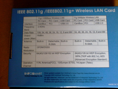 Imagen 3 de 4 de Tarjeta Y Antena Wifi Pci Inalàmbrica 108 Mbps