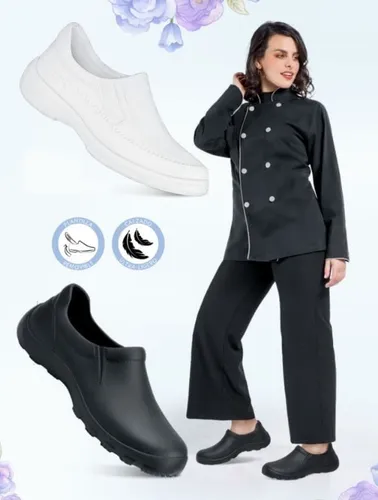 Zapato Clinico Mujer Blanco Negro Chef Spa Medico Enfermeria