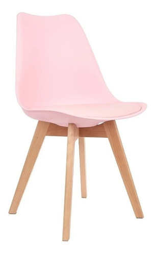 Silla De Diseño Tulip Para Interior Edicion Rosa Pastel.