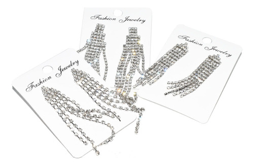 Pack Cinto Tresher Elastizado Cuadrada Strass + Aros Lluvia Plateado Lisa Único