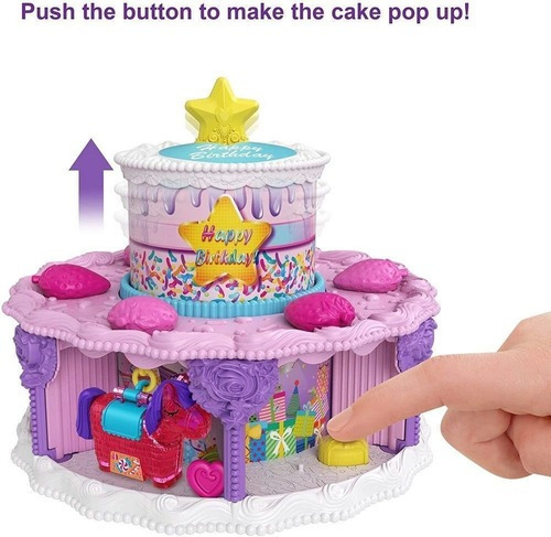 Muñeca de cumpleaños y tarta de juego de Polly - Mattel