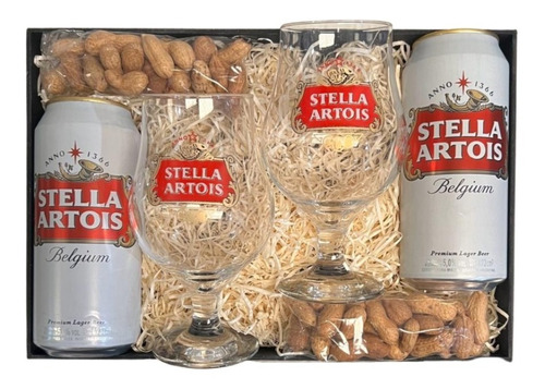 Kit Stella Artois Lata X2 + 2 Copas + Maní - Perez Tienda