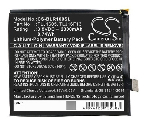 Batería Para Blu R1 Hd , Blr100 , C675940250t ,2500mah 3.8v 