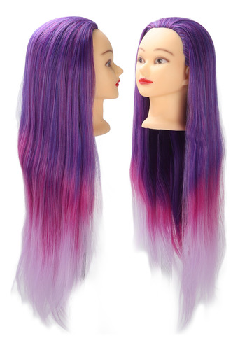 Cabeça De Manequim De Cabeleireiro, Cabelo Roxo, Rosa, Gradi