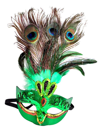 W Disfraz De Máscara De Plumas De Pavo Real Para Halloween Y