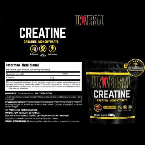 Creatina Monohidratada Refil 500g Universal Nutrition
