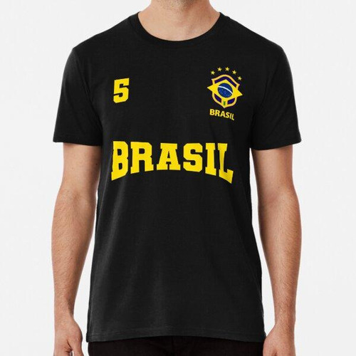 Remera Camiseta Do Brasil 2022 Azul, Número 5 Algodon Premiu