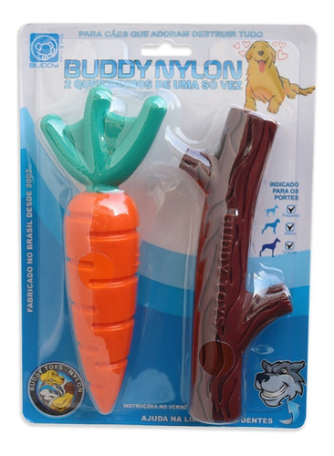 Mordedores Buddy Toys Queridinhos Nylon - Cenoura E Graveto