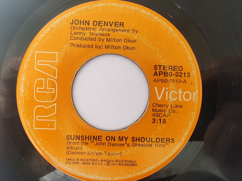 Vinilo Single John Denver Sunshine In My Shoukders (z119 