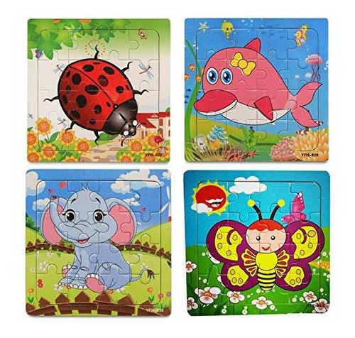 Puzzles Para Niños Juguetes 4 Pack Omgod 16pcs Animales De M