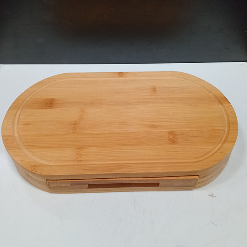Jogo 4 Peças Queijo Com Tabua De Corte Gaveta Bambu Natural