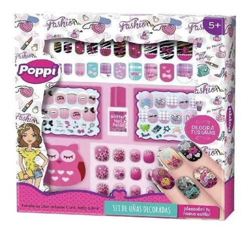 Set De Uñas Decoradas Para Nenas Poppi Cadia