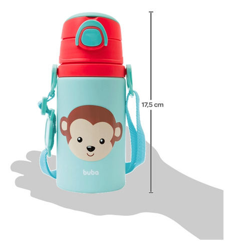 Garrafinha De Alumínio Decorada Infantil 450ml Com Alça Buba