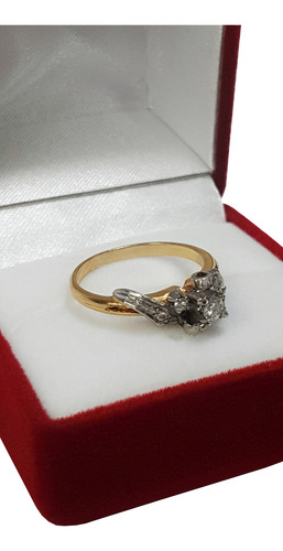 Anillos Mujer Oro Combinado 18k Solitario Brillantes Novias