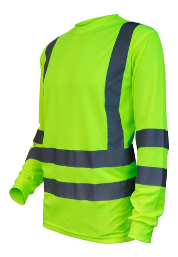 Polera Dry Fit Verde Fluor Vial M/larga 360 Segman