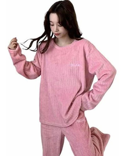 Pijama Polar Peluda Mujer Bello Conjunto De Invierno Plush