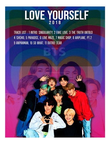 Poster Papel Fotografico Bts Love Yourself Album 80x60