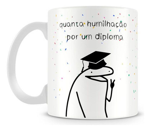 Caneca Meme Flork Diploma Cor Branco