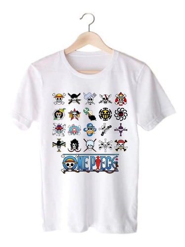 Remera Blanca One Piece - Logos Personajes - Anime