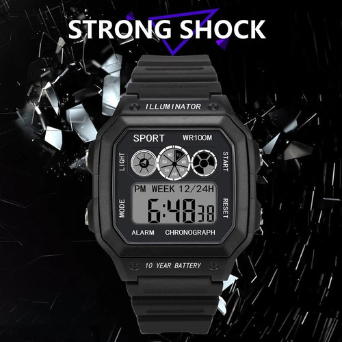 Relógio Masculino Digital Preto Esporte Militar Ultra Light