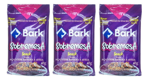 Bark Snacks P/ Cães Sobremesa Açaí 60g Kit 3 Unid.