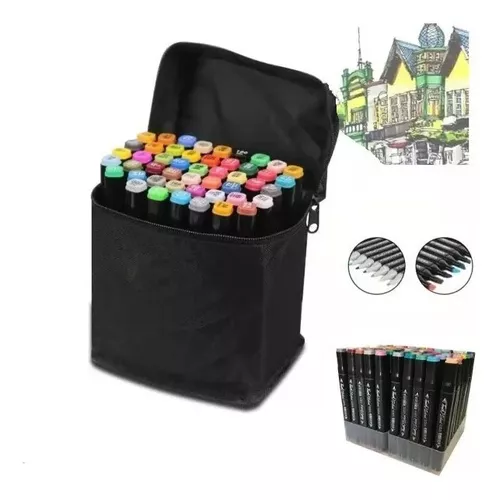 Ripley - SET 48 LÁPICES ROTULADORES PROFESIONAL PUNTA DOBLE + ESTUCHE