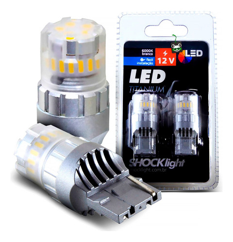 Kit Lâmpada Led Titanium 2 Polos T20 12v Branco Luz Ré Teto