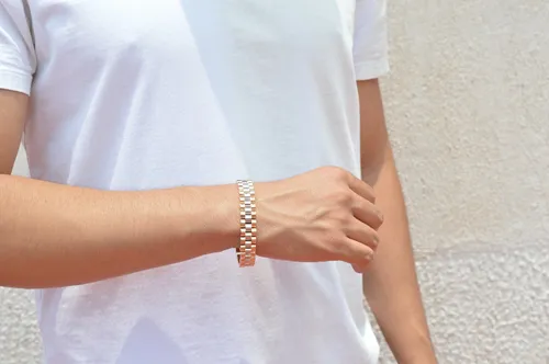 Esclava Pulsera Para Hombre Bitono Oro Laminado Tipo Rolex