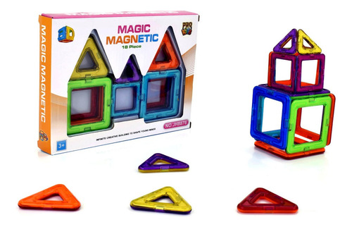 Juego Bloques Imantados Magic Magnetic Magneticos 18 Pzs 3d
