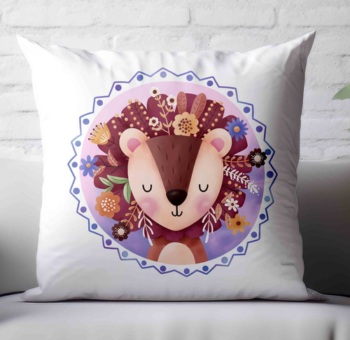 Souvenir 5 Almohadas 30x30 Cm Leon Leoncito Floridos Flores