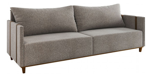Sofá 3 Lugares Living Linho Kaki Durango - Viero Móveis Cor Marrom