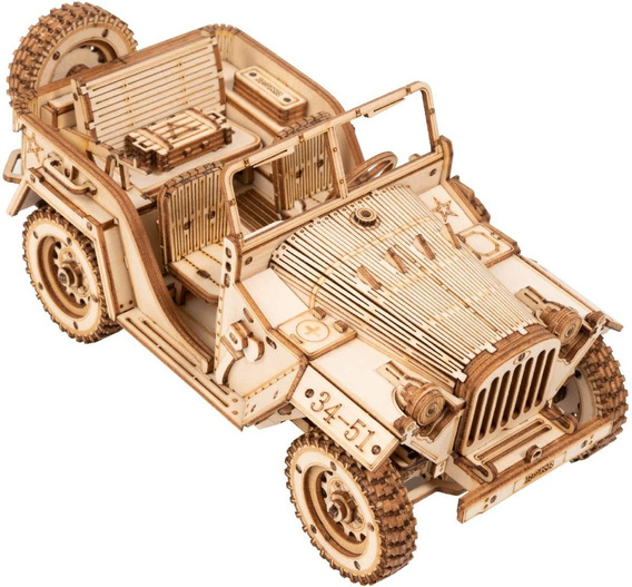 Puzzle 3D rompecabezas Jeep ejercito madera 
