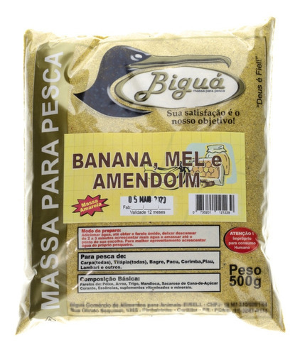 Massa Pó Amarela Para Pesca Banana Mel E Amendoim 500g Biguá